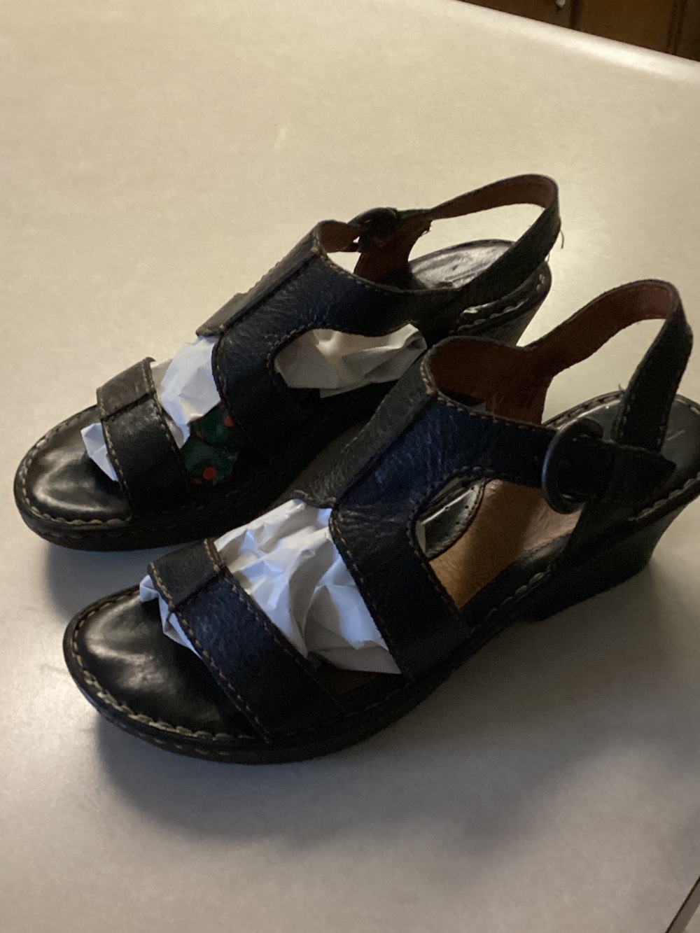 Black Leather Slingback Sandals size 10 - Picture 2 of 9